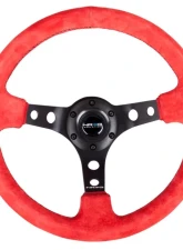 NRG Reinforced Sport Steering Wheel 350mm 3 Inch Deep Black Spoke Red Suede                                     - RST-006S-RR - Image 3