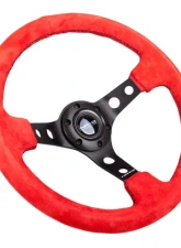 NRG Reinforced Sport Steering Wheel 350mm 3 Inch Deep Black Spoke Red Suede                                     - RST-006S-RR - Image 2