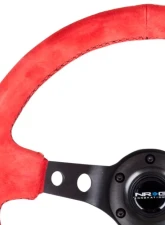 NRG Reinforced Sport Steering Wheel 350mm 3 Inch Deep Black Spoke Red Suede                                     - RST-006S-RR - Image 3
