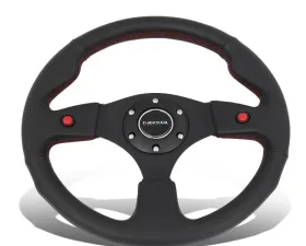 NRG Reinforced Sport Steering Wheel 320mm Dual Button Black Spoke Black Leather