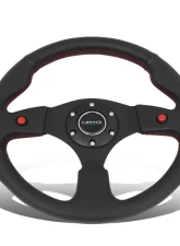 NRG Reinforced Sport Steering Wheel 320mm Dual Button Black Spoke Black Leather                                     - RST-007R - Image 5