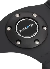 NRG Reinforced Sport Steering Wheel 320mm Dual Button Black Spoke Black Leather                                     - RST-007R - Image 2