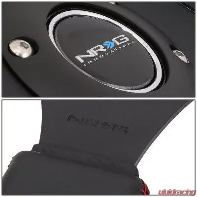 NRG Reinforced Sport Steering Wheel 320mm Dual Button Black Spoke Black Leather - RST-007R