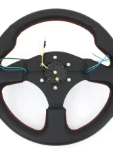 NRG Reinforced Sport Steering Wheel 320mm Dual Button Black Spoke Black Leather                                     - RST-007R - Image 5