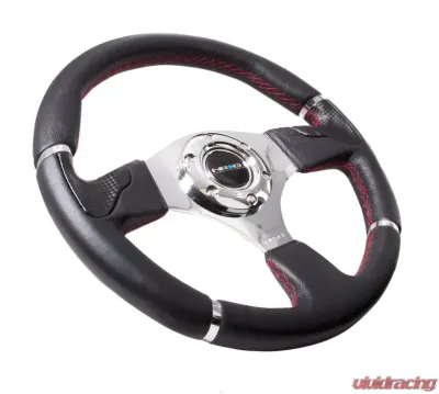 NRG Reinforced Evo Style Steering Wheel 350mm Black Leather - RST-008R