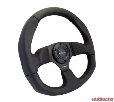 NRG Reinforced Steering Wheel Leather Steering Wheel Black Stitch - RST-009R