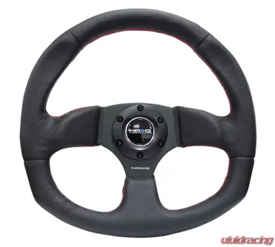 NRG Reinforced Steering Wheel Leather Steering Wheel Red Stitch - RST-009R-RS