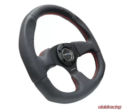 NRG Reinforced Steering Wheel Leather Steering Wheel Red Stitch - RST-009R-RS