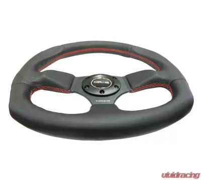 NRG Reinforced Steering Wheel Leather Steering Wheel Red Stitch - RST-009R-RS