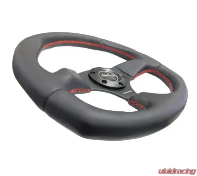 NRG Reinforced Steering Wheel Leather Steering Wheel Red Stitch - RST-009R-RS