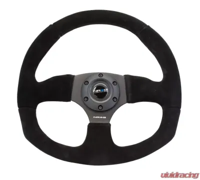 NRG Reinforced Steering Wheel Suede Leather Steering Wheel Black Stitch - RST-009S