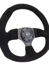 NRG Reinforced Steering Wheel Suede Leather Steering Wheel Black Stitch                                     - RST-009S - Image 2