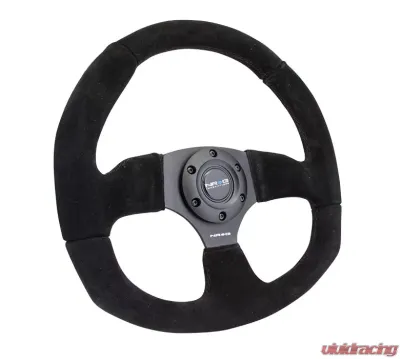 NRG Reinforced Steering Wheel Suede Leather Steering Wheel Black Stitch - RST-009S