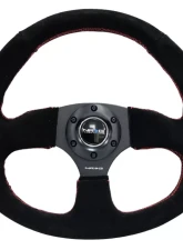 NRG Reinforced Steering Wheel Suede Leather Steering Wheel Red Stitch                                     - RST-009S-RS - Image 3