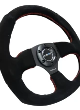 NRG Reinforced Steering Wheel Suede Leather Steering Wheel Red Stitch                                     - RST-009S-RS - Image 2