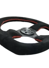 NRG Reinforced Steering Wheel Suede Leather Steering Wheel Red Stitch                                     - RST-009S-RS - Image 3