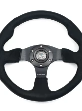 NRG Reinforced Steering Wheel 320mm Alcantara Steering Wheel Black Stitch                                     - RST-012SA - Image 2