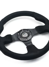 NRG Reinforced Steering Wheel 320mm Alcantara Steering Wheel Black Stitch                                     - RST-012SA - Image 2