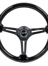 NRG Reinforced Classic Wood Grain Wheel 350mm 3-Spoke Slotted Center Black Black Painted Wood                                     - RST-018BK-BK - Image 3