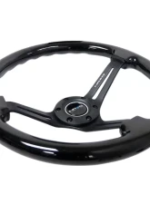 NRG Reinforced Classic Wood Grain Wheel 350mm 3-Spoke Slotted Center Black Black Painted Wood                                     - RST-018BK-BK - Image 3