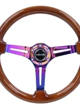 NRG Reinforced Classic Wood Grain Wheel 350mm 3-Spoke Slotted Center Neochrome Brown Painted Wood                                     - RST-018BR-MC - Image 3