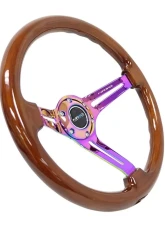 NRG Reinforced Classic Wood Grain Wheel 350mm 3-Spoke Slotted Center Neochrome Brown Painted Wood                                     - RST-018BR-MC - Image 2