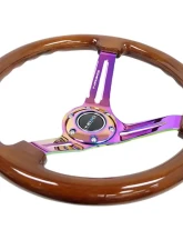 NRG Reinforced Classic Wood Grain Wheel 350mm 3-Spoke Slotted Center Neochrome Brown Painted Wood                                     - RST-018BR-MC - Image 3