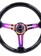 NRG Reinforced Classic Wood Grain Wheel 350mm 3-Spoke Slotted Center Neochrome Black Multi-Color Flake Wood                                     - RST-018BSB-MC - Image 4