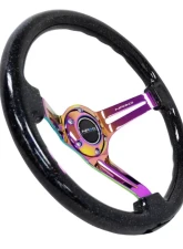 NRG Reinforced Classic Wood Grain Wheel 350mm 3-Spoke Slotted Center Neochrome Black Multi-Color Flake Wood                                     - RST-018BSB-MC - Image 2