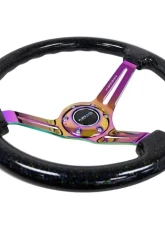 NRG Reinforced Classic Wood Grain Wheel 350mm 3-Spoke Slotted Center Neochrome Black Multi-Color Flake Wood                                     - RST-018BSB-MC - Image 3