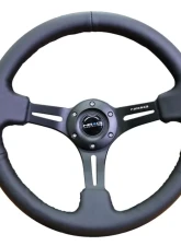 NRG Reinforced Sport Steering Wheel 350mm 3 Inch Deep Black Leather Black Stitching                                     - RST-018R - Image 3