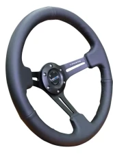 NRG Reinforced Sport Steering Wheel 350mm 3 Inch Deep Black Leather Black Stitching                                     - RST-018R - Image 2