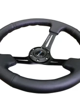 NRG Reinforced Sport Steering Wheel 350mm 3 Inch Deep Black Leather Black Stitching                                     - RST-018R - Image 3