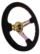 NRG Reinforced Sport Steering Wheel 350mm Suede 3 Inch Deep Red Stitch NeoChrome Slits                                     - RST-018S-MCRS - Image 3