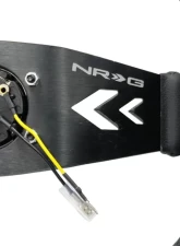 NRG Reinforced Sport Steering Wheel 350mm NRG Arrow cut out 2-Spoke Leather 3 Inch Deep Black Suede Yellow Center Marking                                     - RST-022R-Y - Image 5