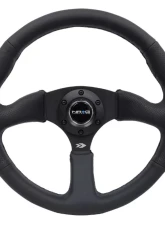 NRG Reinforced Steering Wheel 350mm Sport Leather Racing 2.5 Inch Deep Comfort Grip 5mm matte black spoke                                     - RST-023MB-R - Image 4