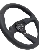 NRG Reinforced Steering Wheel 350mm Sport Leather Racing 2.5 Inch Deep Comfort Grip 5mm matte black spoke                                     - RST-023MB-R - Image 2