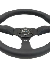 NRG Reinforced Steering Wheel 350mm Sport Leather Racing 2.5 Inch Deep Comfort Grip 5mm matte black spoke                                     - RST-023MB-R - Image 3