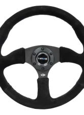 NRG Reinforced Steering Wheel 350mm Sport Suede Racing 2.5 Inch Deep Comfort Grip, 5mm thick matte black spoke                                     - RST-023MB-S - Image 4