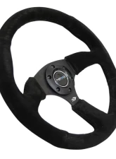 NRG Reinforced Steering Wheel 350mm Sport Suede Racing 2.5 Inch Deep Comfort Grip, 5mm thick matte black spoke                                     - RST-023MB-S - Image 2