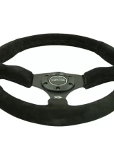 NRG Reinforced Steering Wheel 350mm Sport Suede Racing 2.5 Inch Deep Comfort Grip, 5mm thick matte black spoke                                     - RST-023MB-S - Image 3
