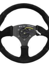 NRG Reinforced Steering Wheel 350mm Sport Suede Racing 2.5 Inch Deep Comfort Grip, 5mm thick matte black spoke                                     - RST-023MB-S - Image 4
