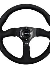 NRG Reinforced Steering Wheel 350mm Sport Leather Racing 2.5 Inch Deep Comfort Grip 4mm matte black spoke with Alcantara finish                                     - RST-023MB-SA - Image 4