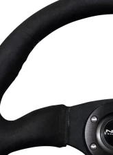NRG Reinforced Steering Wheel 350mm Sport Leather Racing 2.5 Inch Deep Comfort Grip 4mm matte black spoke with Alcantara finish                                     - RST-023MB-SA - Image 2