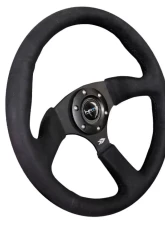 NRG Reinforced Steering Wheel 350mm Sport Leather Racing 2.5 Inch Deep Comfort Grip 4mm matte black spoke with Alcantara finish                                     - RST-023MB-SA - Image 3