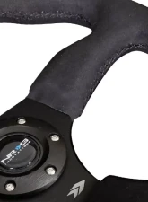 NRG Reinforced Steering Wheel 350mm Sport Leather Racing 2.5 Inch Deep Comfort Grip 4mm matte black spoke with Alcantara finish                                     - RST-023MB-SA - Image 4