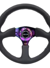 NRG Reinforced Steering Wheel 350mm Sport Leather Racing 2.5 Inch Deep Comfort Grip 4mm metal neochrome spoke                                     - RST-023MC-R - Image 4