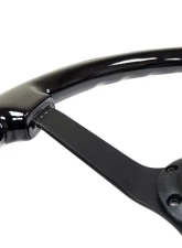 NRG Reinforced Steering Wheel 350mm Classic Black Wood Grain Wheel 3 Inch Deep 3-Spoke Center Black Chrome                                     - RST-036BK-BK - Image 3