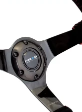 NRG Reinforced Sport Steering Wheel 350mm 3 Inch Deep black Suede with red Baseball Stitching Black Spoke                                     - RST-036BK-S - Image 3