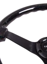 NRG Reinforced Steering Wheel 350mm Classic Black Sparkled Wood Grain Wheel 3 Inch Deep 4mm3-Spoke Center Black                                     - RST-036BSB-BK - Image 3